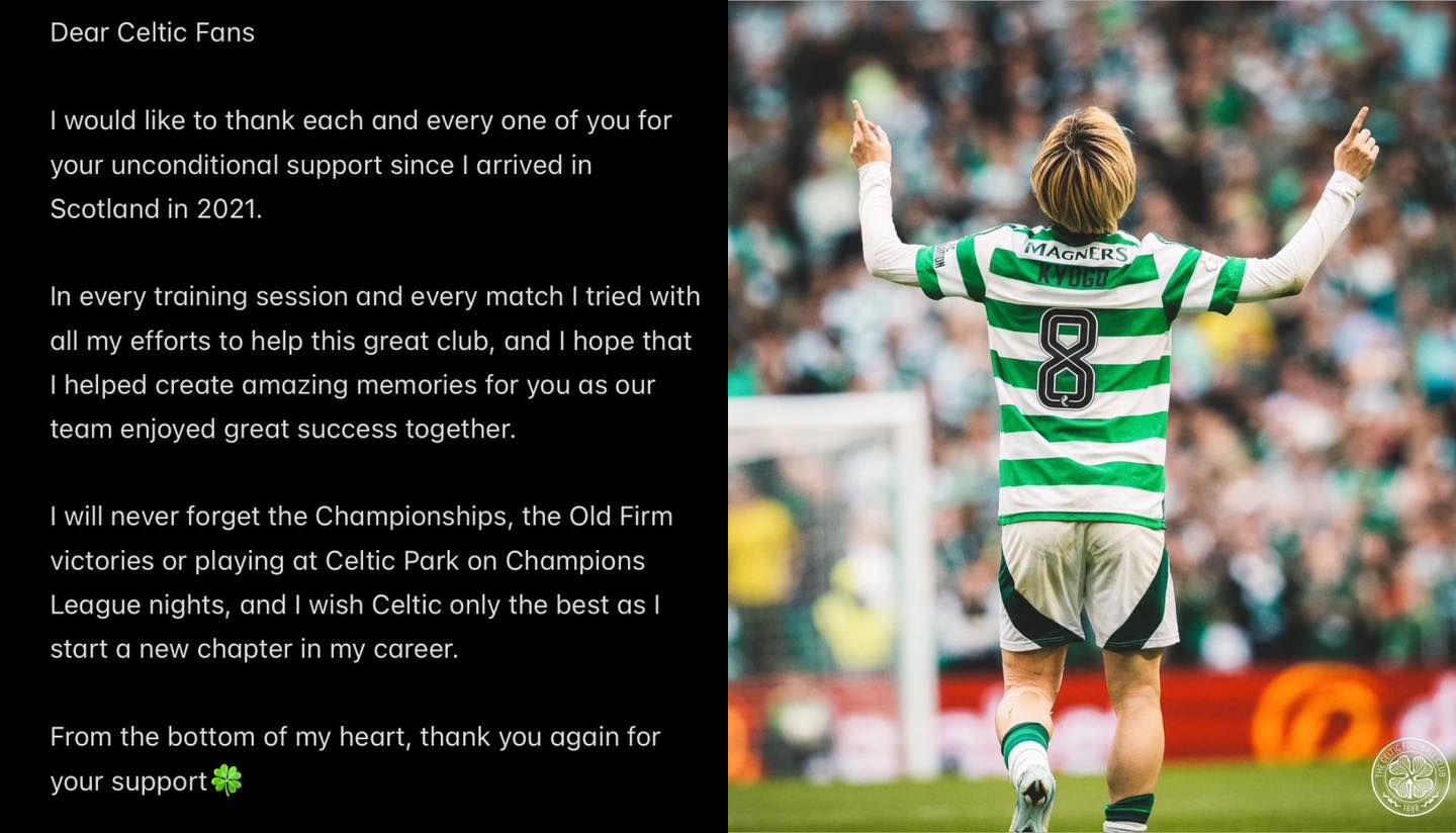 Kyogo's goodbye message to Celtic