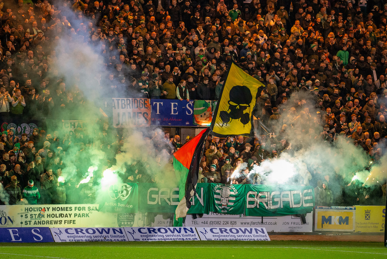 Celtic supporters at Dens Park