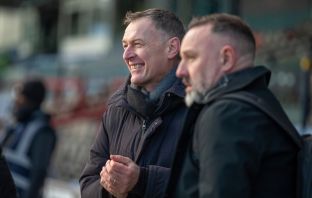 Chris Sutton with Kris Boyd ahead of Ross County v Celtic