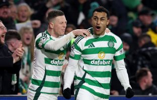 Adam Idah celebrates with Callum McGregor