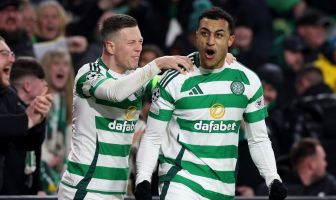 Adam Idah celebrates with Callum McGregor