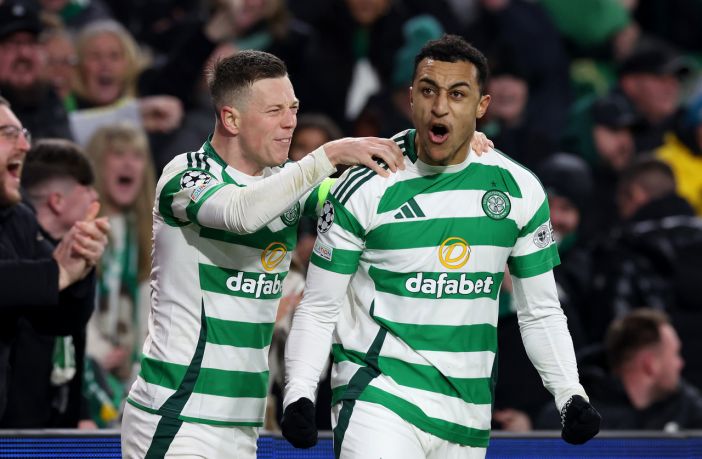 Adam Idah celebrates with Callum McGregor
