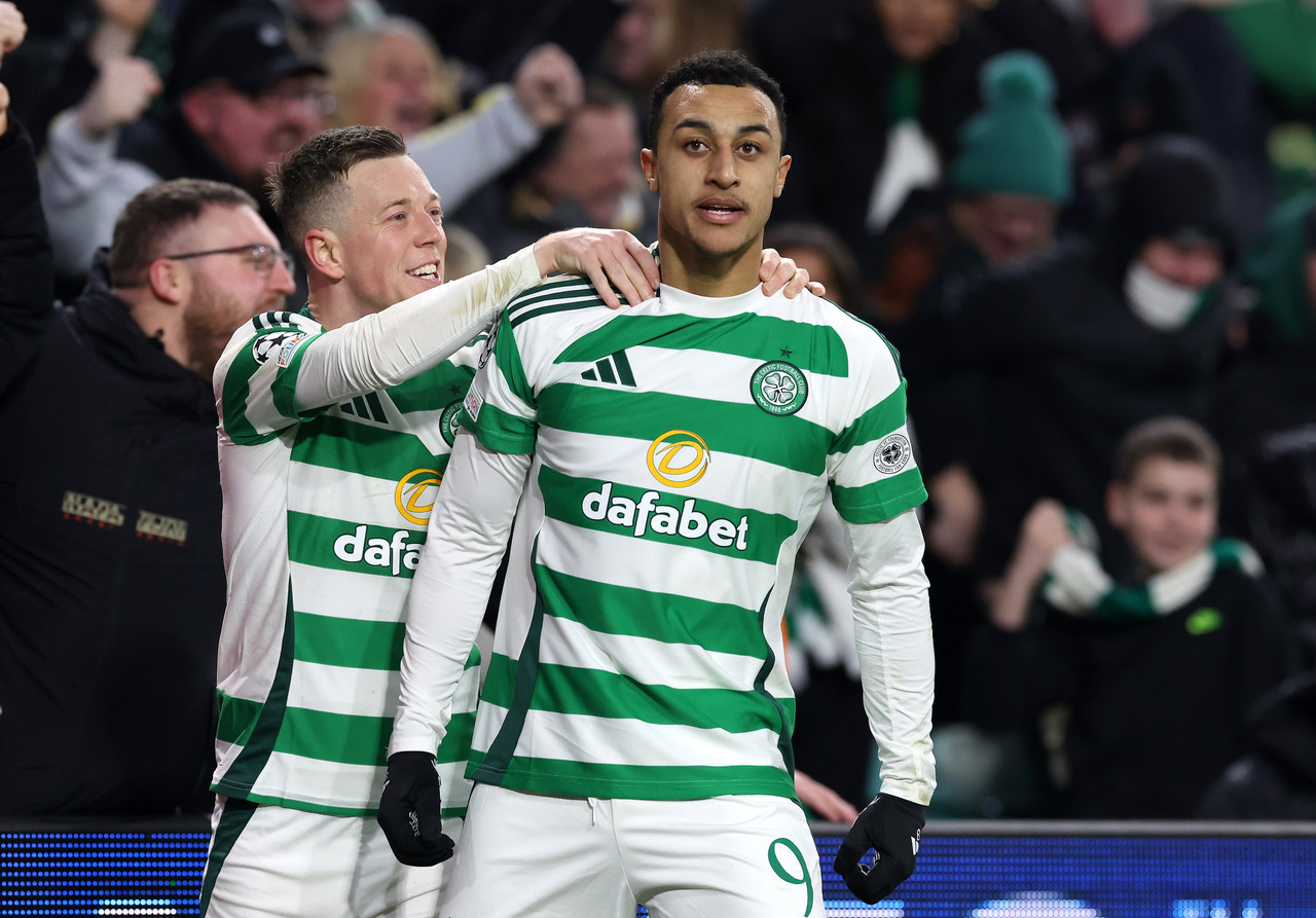 Adam Idah celebrates with Callum McGregor