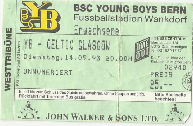Match ticket BSC Young Boys v Celtic 