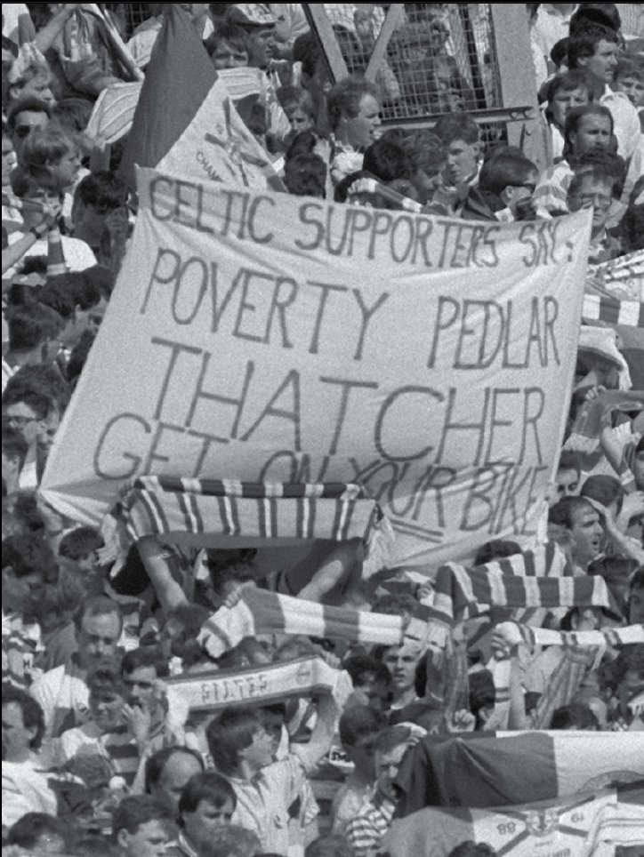 Celtic fans protest against Thatcher