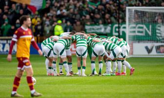 Celtic huddle at Fir Park