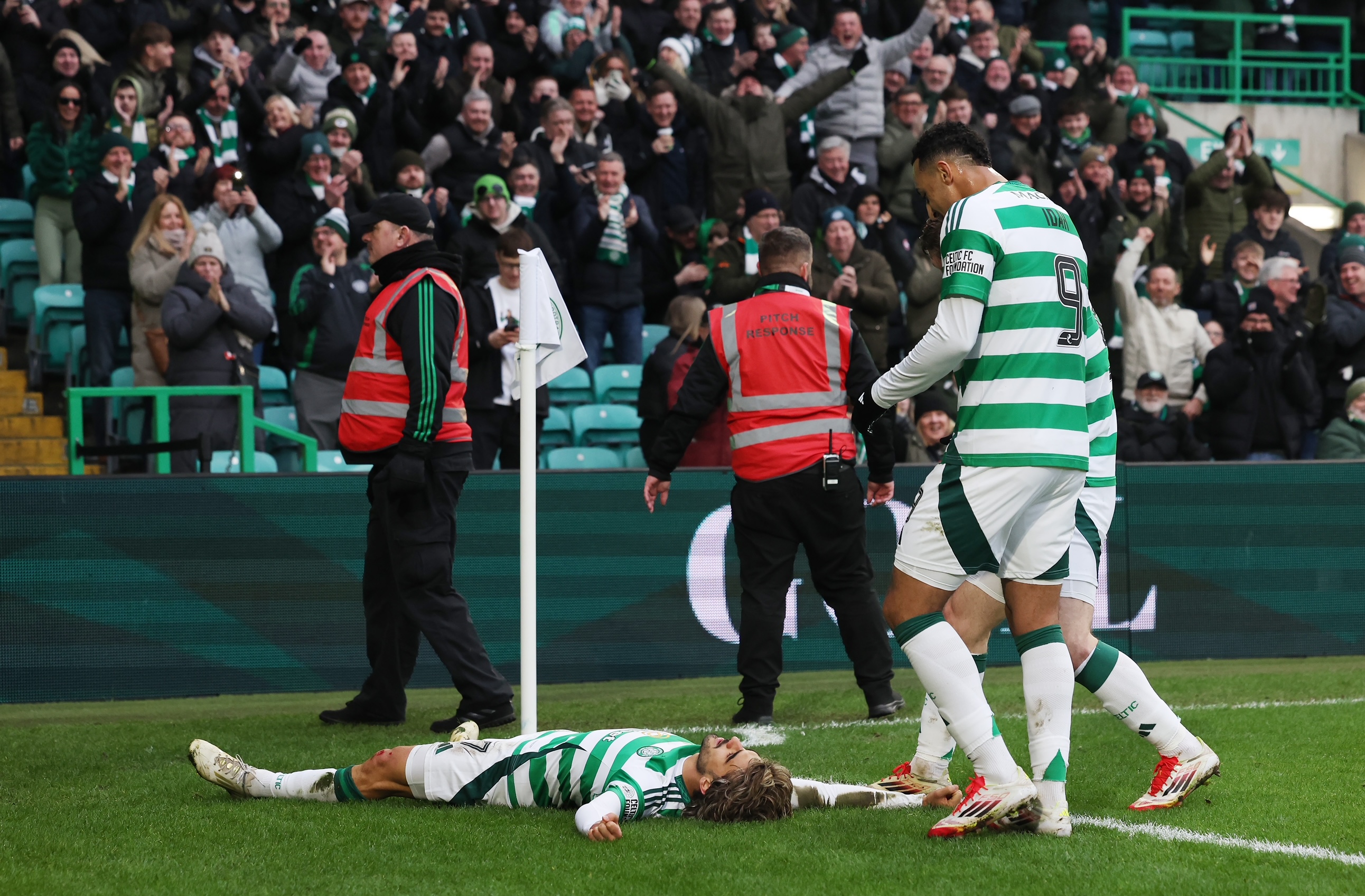 Jota of Celtic celebrates