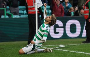 Jota of Celtic celebrates