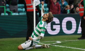 Jota of Celtic celebrates