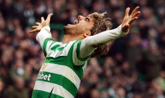 Jota of Celtic celebrates