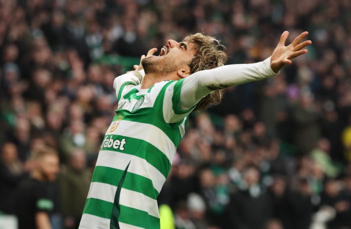 Jota of Celtic celebrates