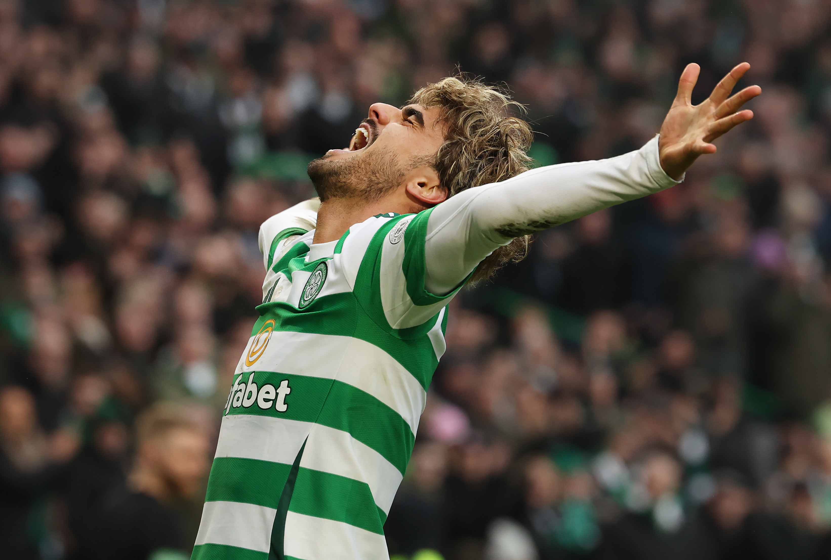 Jota of Celtic celebrates