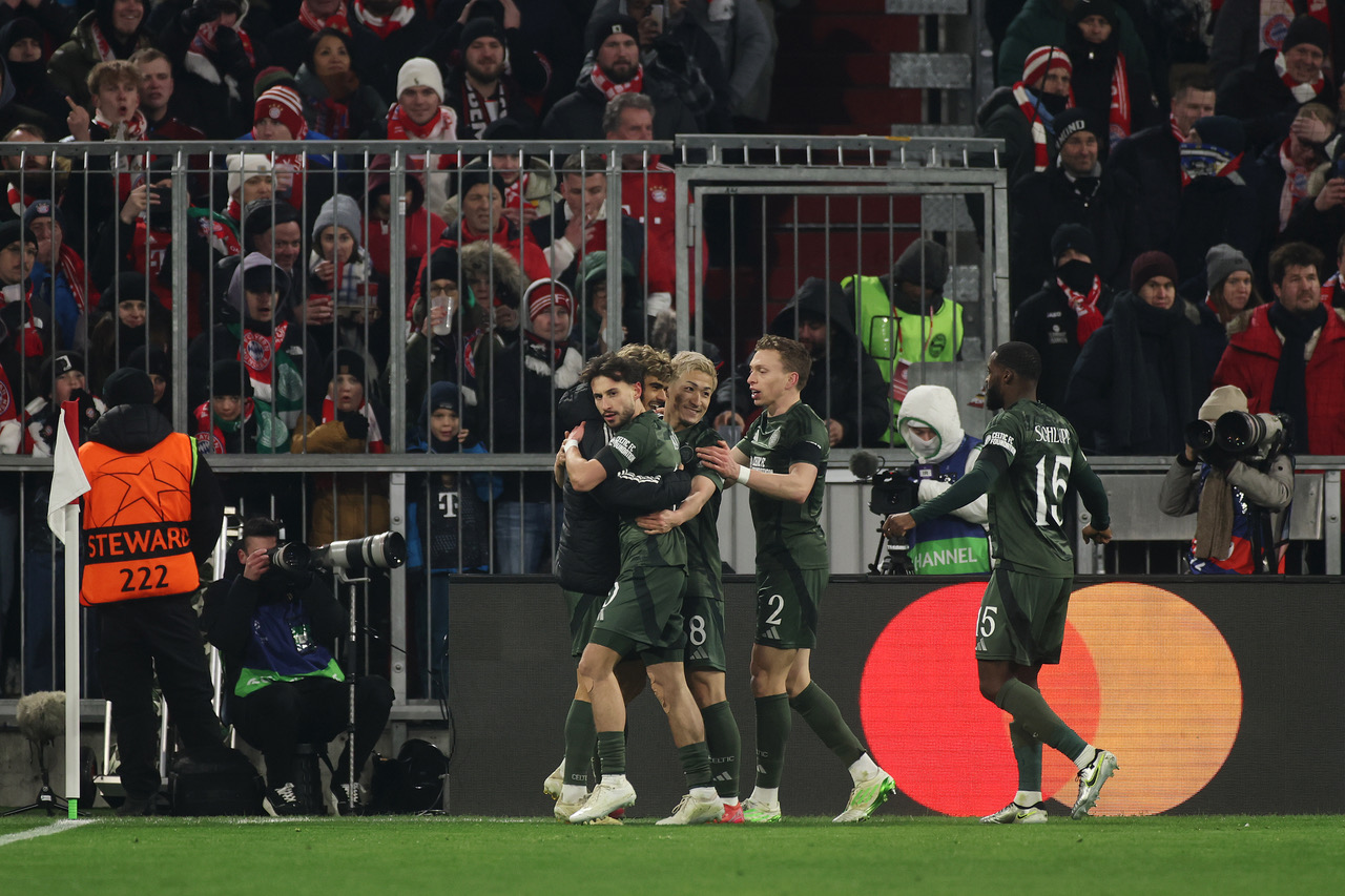 Nicolas Kuhn of Celtic celebrates