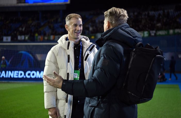 Joe Hart with Peter Schmeichel