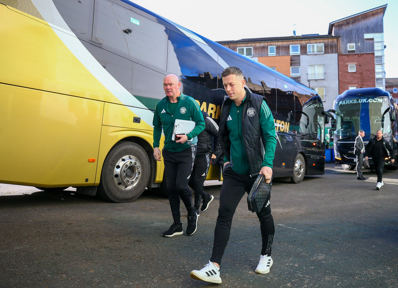 Callum McGregor arrives at Easter Road