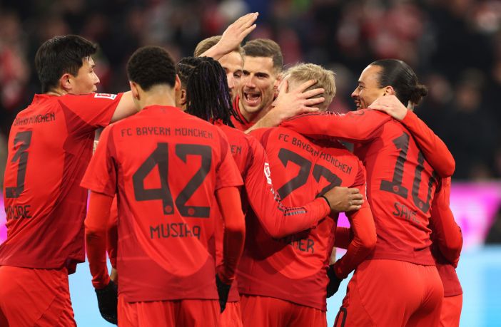 Leroy Sane of Bayern Munich celebrates