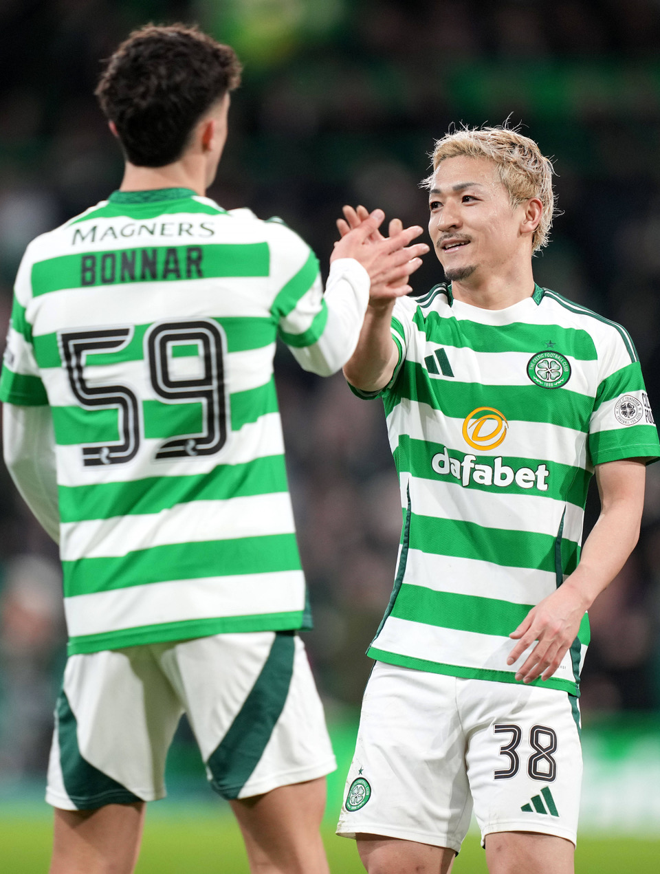 Daizen Maeda celebrates