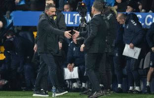 Barry Ferguson and Derek McInnes shake hands