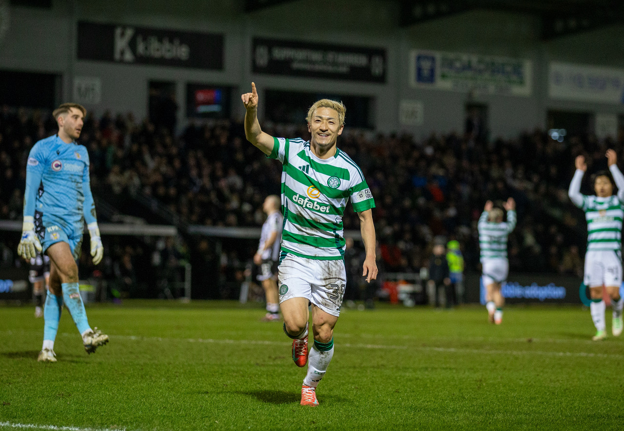 Daizen Maeda celebrates