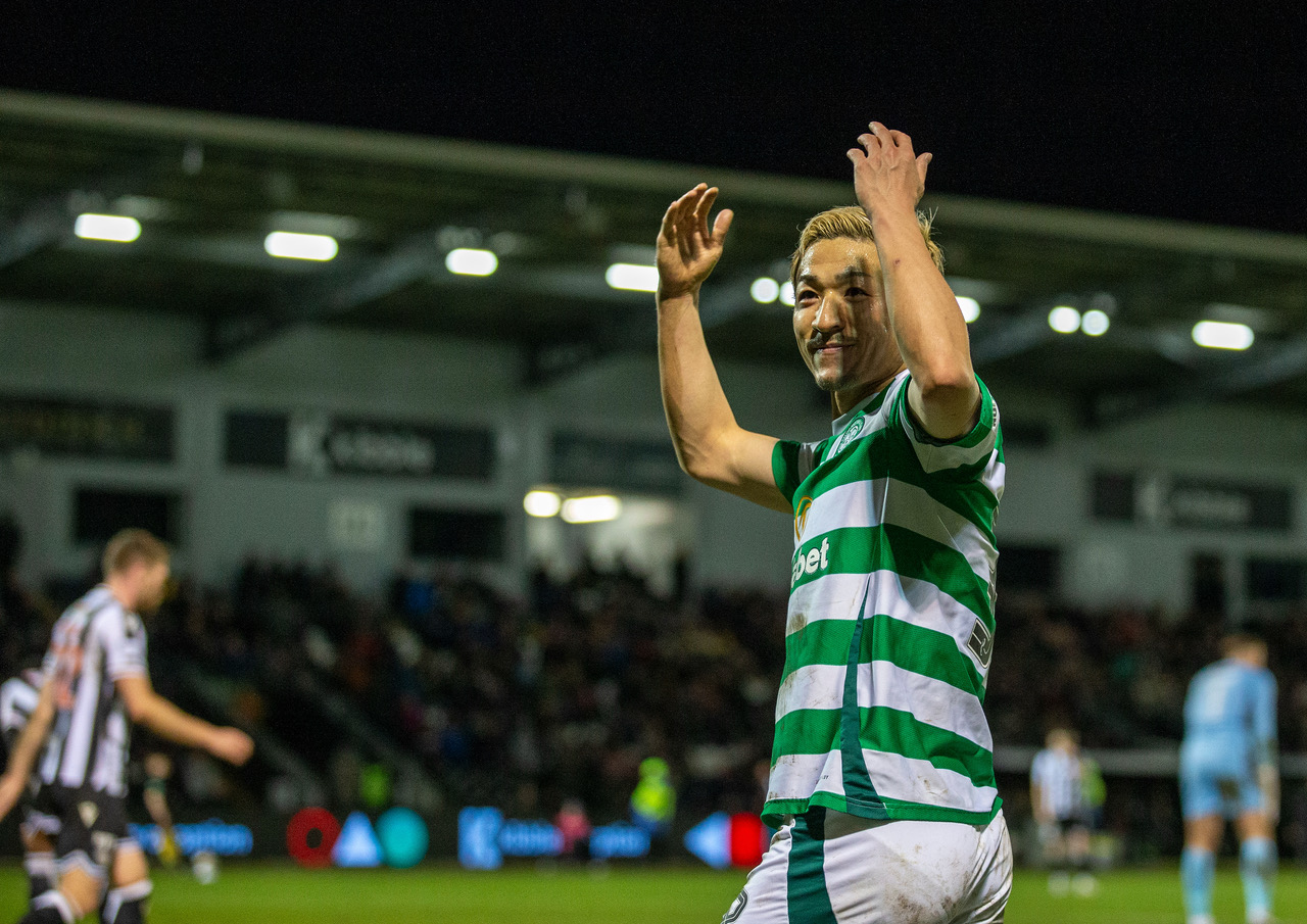Daizen Maeda celebrates.