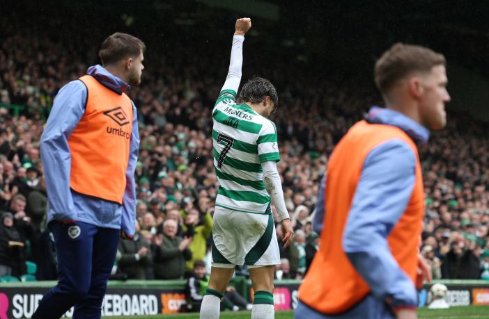 Jota of Celtic celebrates