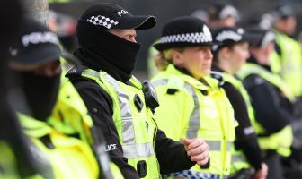 Police at Celtic Park on Sunday