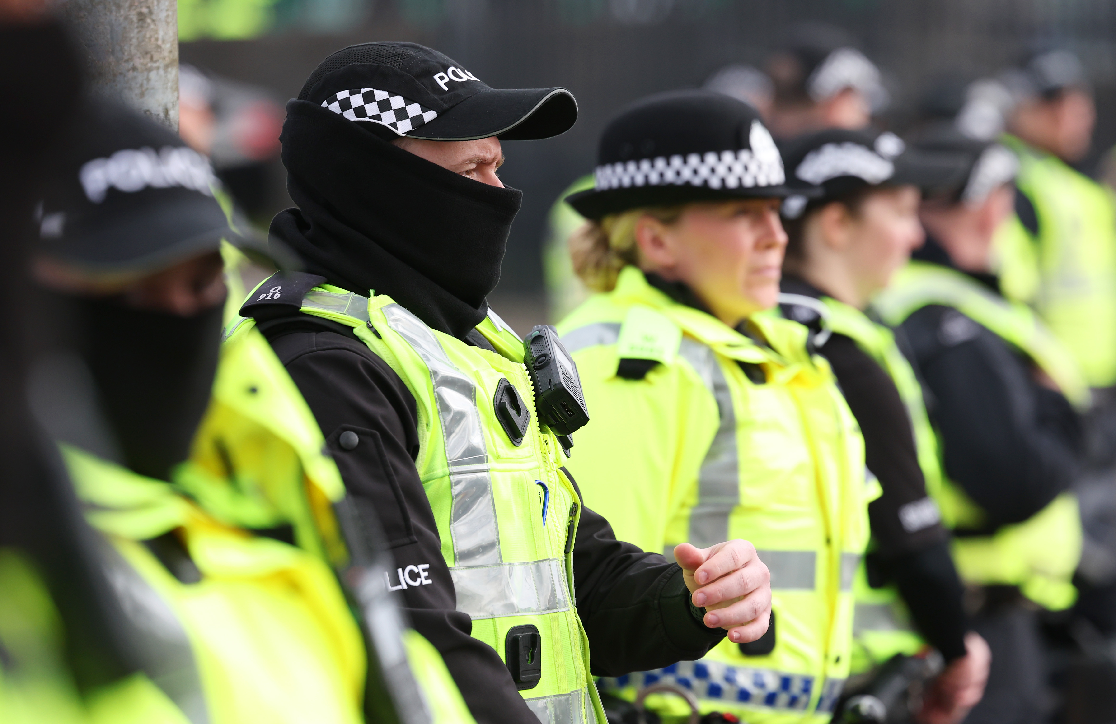 Police at Celtic Park on Sunday