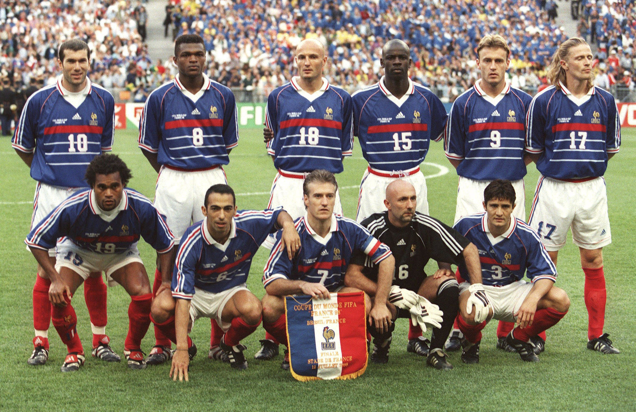 France team line-up for the 1998 World Cup Final against Brazil