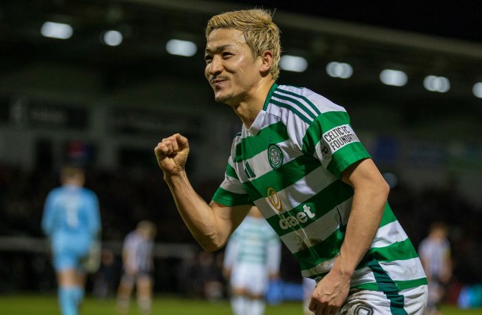 Daizen Maeda celebrates.