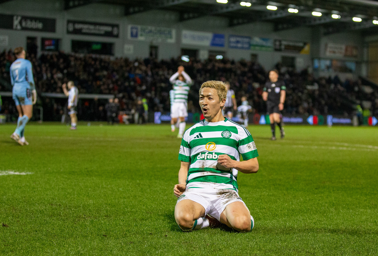 Daizen Maeda celebrates.