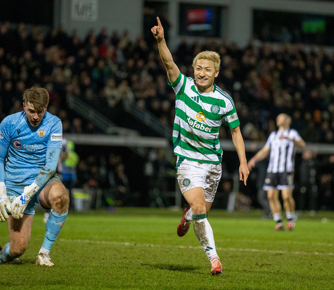 Daizen Maeda celebrates