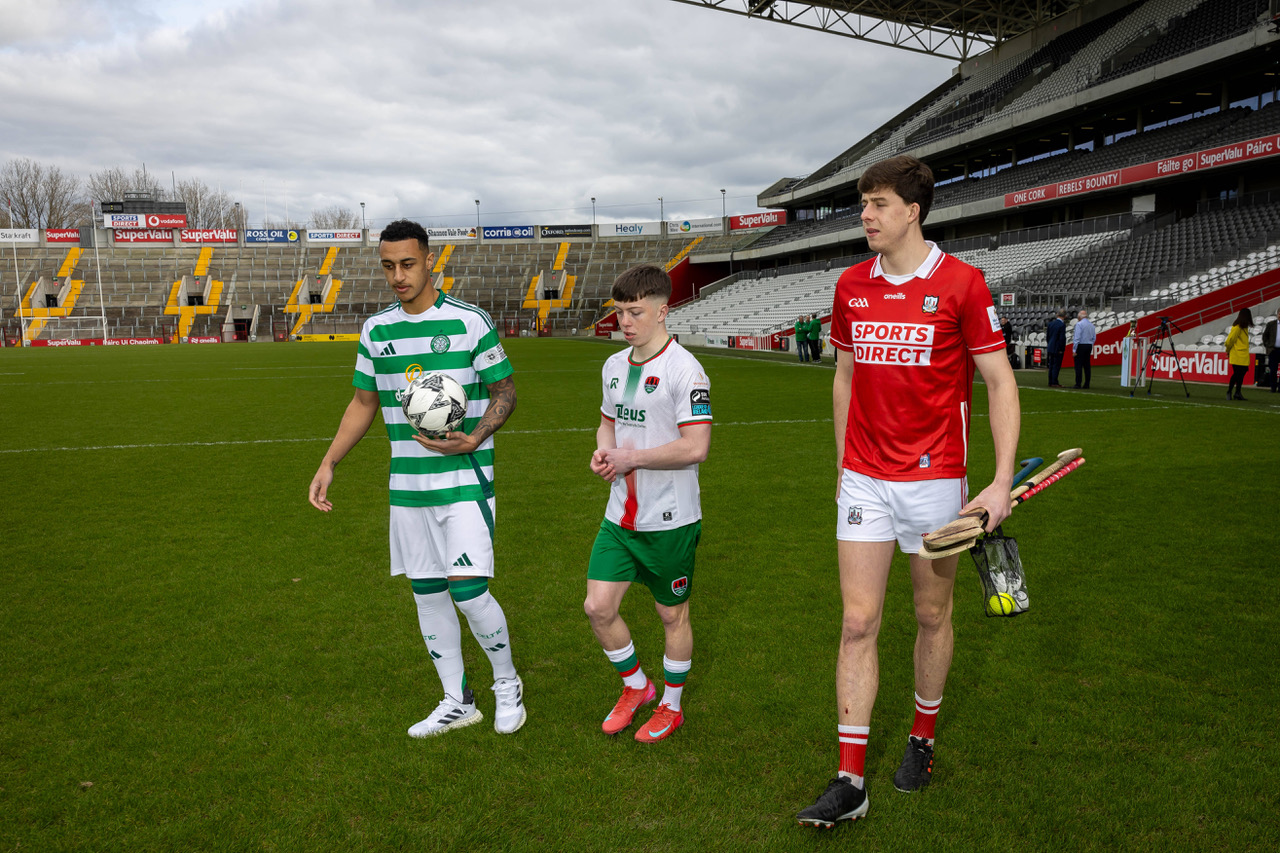 Celtic FC player Adam Idah, Cork hurler Rob Downey and Cork City™s Cathal O™Sullivan. 