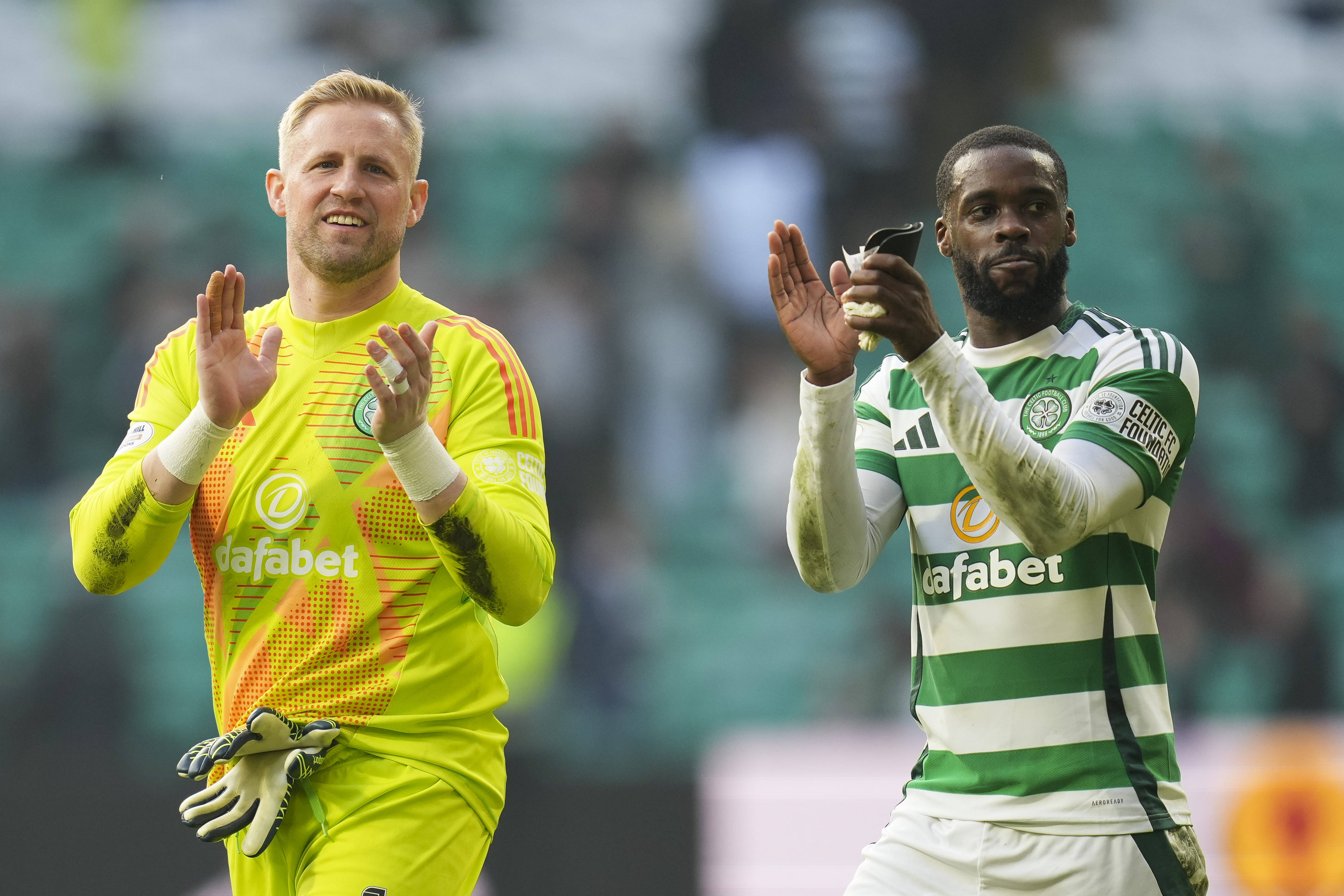 Kasper Schmeichel and Jeffrey Schlupp