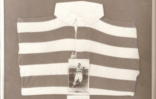 Johnny Crum’s shirt from the 1938 exhibition cup win over Everton which sits proudly in Celtic park this very day.