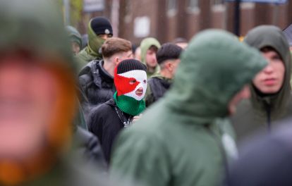 Celtic Fans Against Criminalisation Protest Outside Police Station
