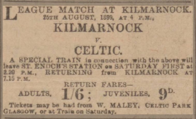 Kilmarnock v Celtic. Saturday, 26 August 1899
