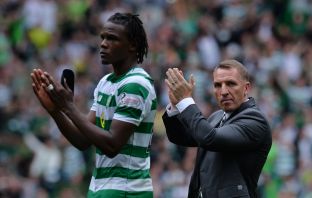 Brendan Rodgers with Dedryck Boyata