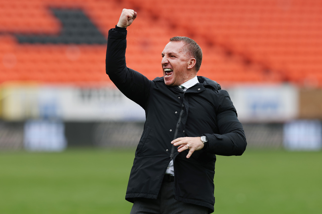 Brendan Rodgers celebrates