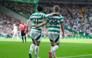 Daizen Maeda celebrates with Reo Hatate