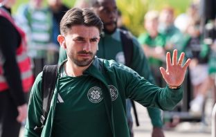 Greg Taylor arrives at Celtic Park