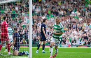 Daizen Maeda of Celtic celebrates