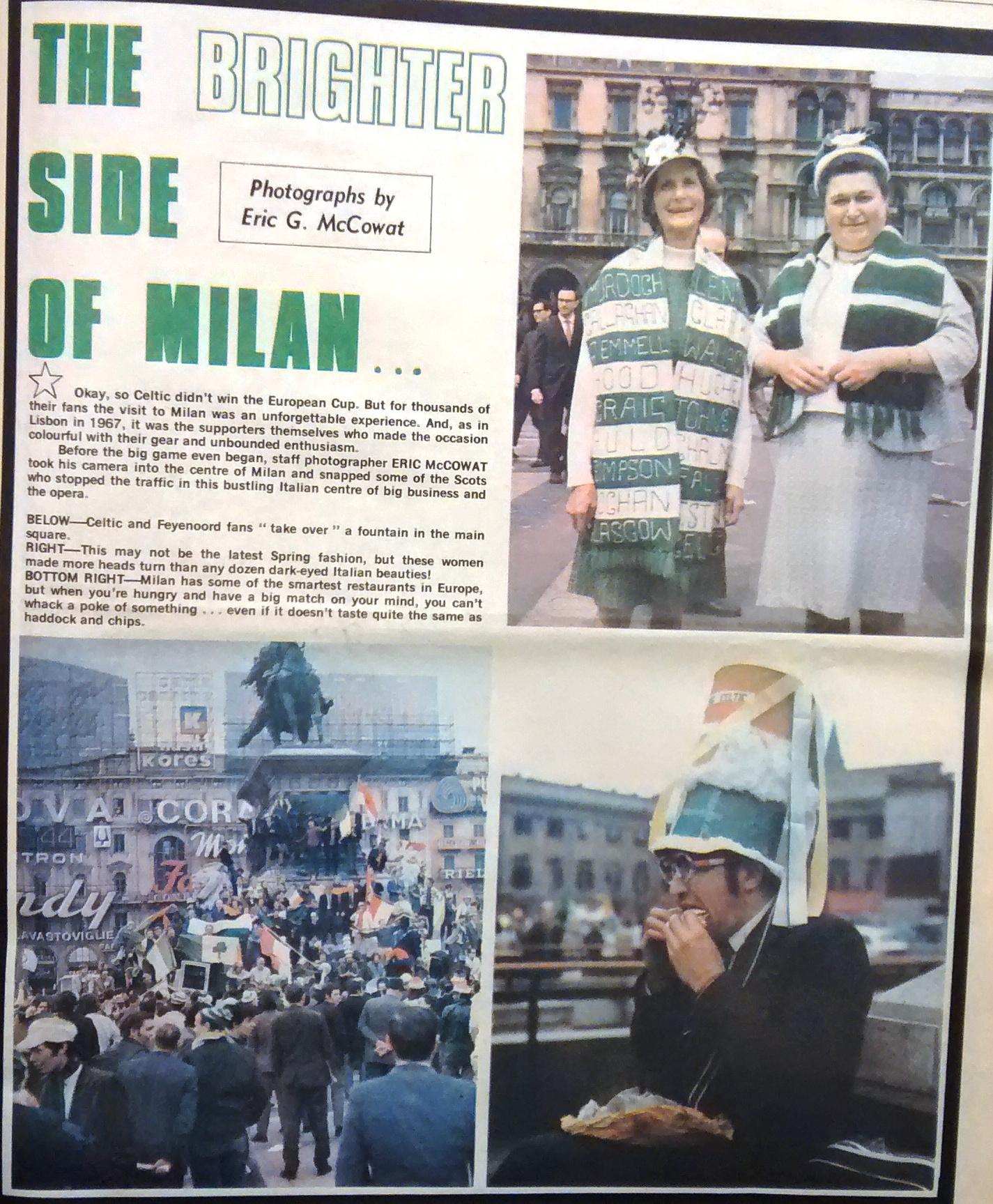 Celtic fans in Milan in 1970