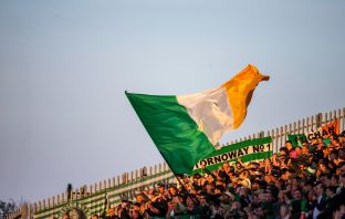 The Celtic support at Pittodrie