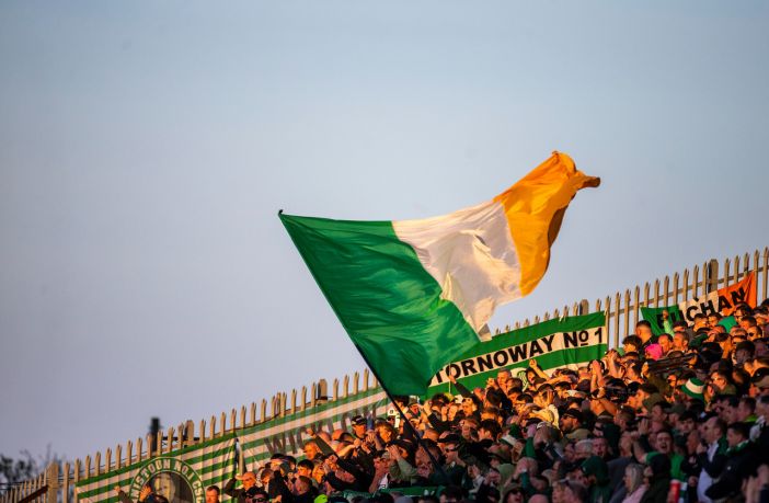 The Celtic support at Pittodrie