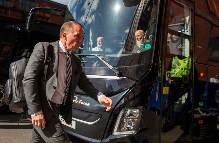 Brendan Rodgers arrives at Ibrox