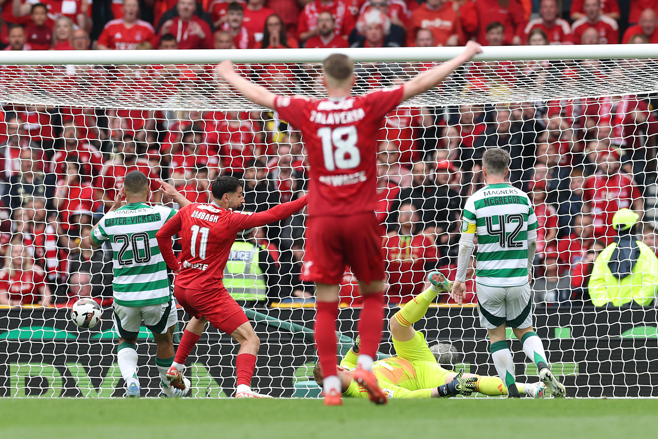 Kasper Schmeichel of Celtic concedes an own goal