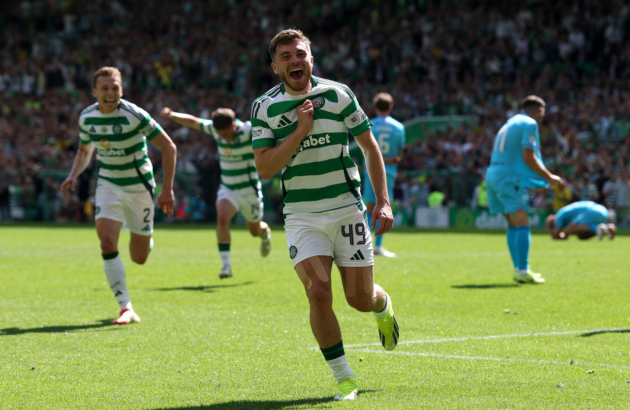 James Forrest of Celtic celebrates