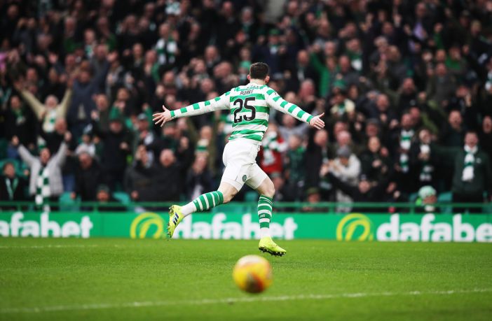 Oliver Burke of Celtic celebrates