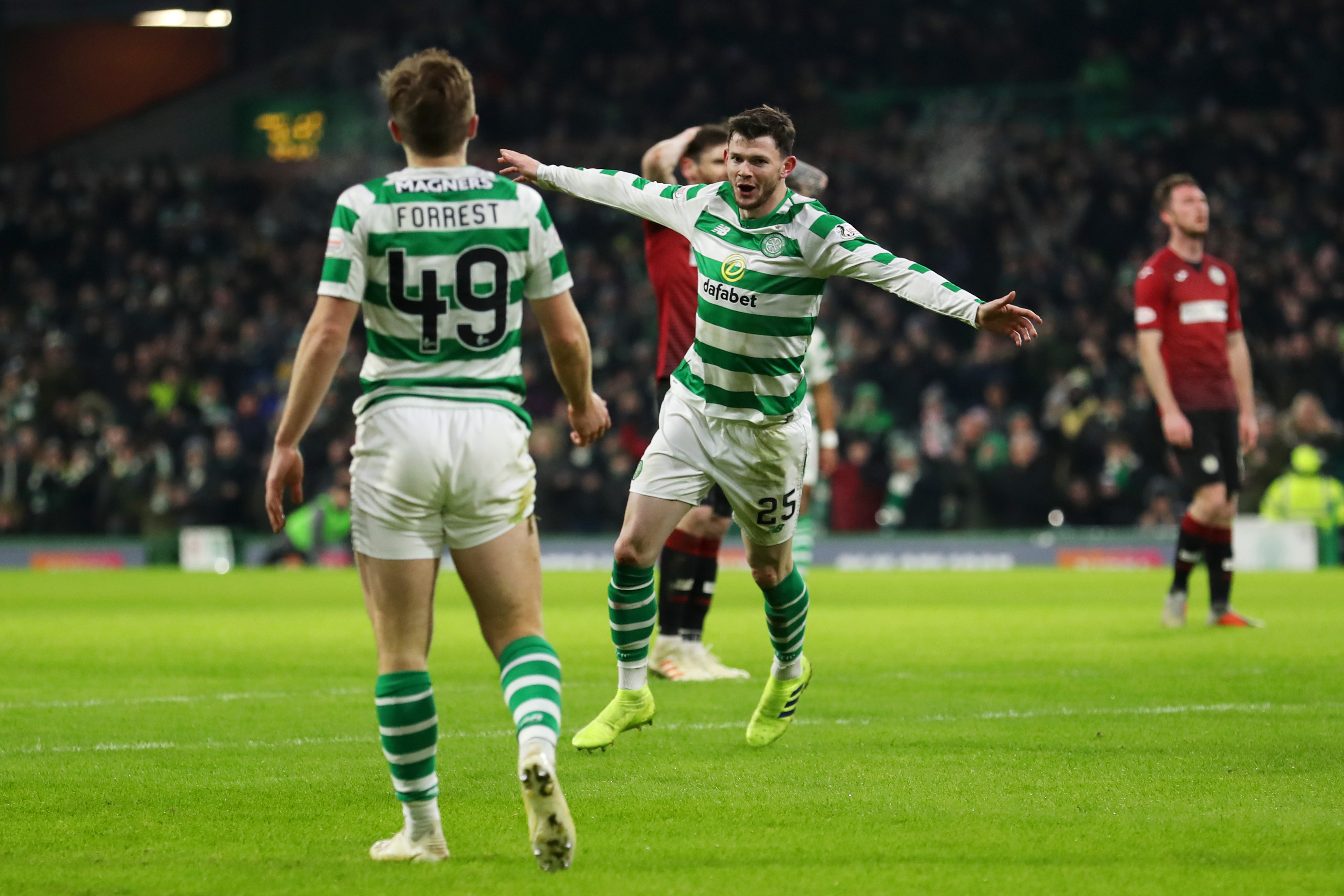 Oliver Burke of Celtic celebrates 