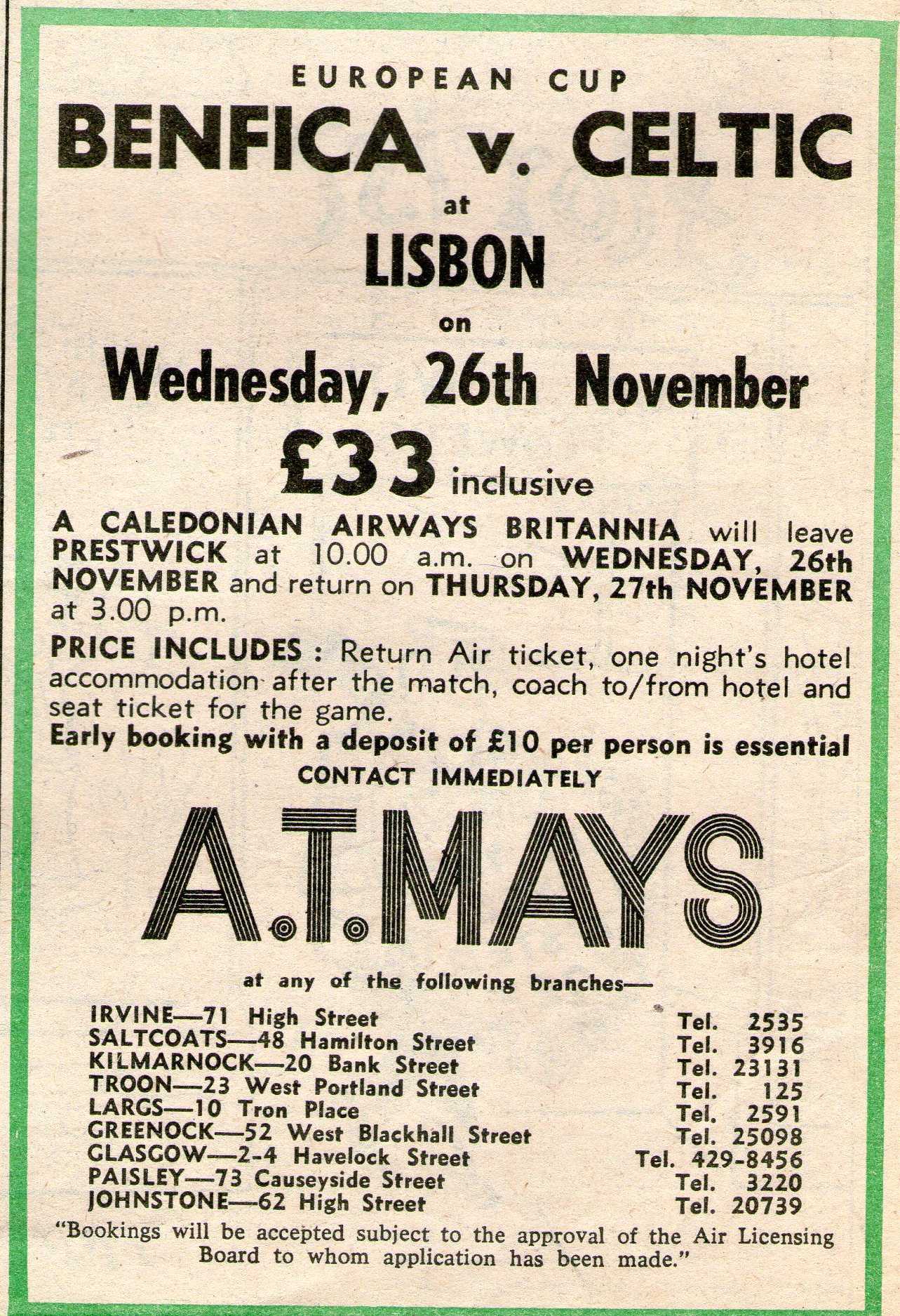 Benfica v Celtic 1969